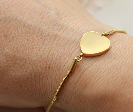 Złota bransoletka z grawerem, serduszkiem i 1849