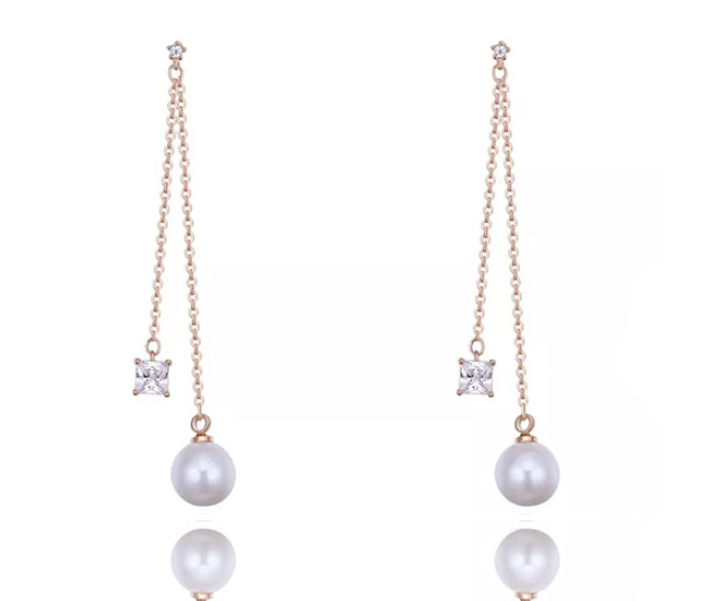 599/1079 kolczyki złocone wysadzane cyrkonia z perłą