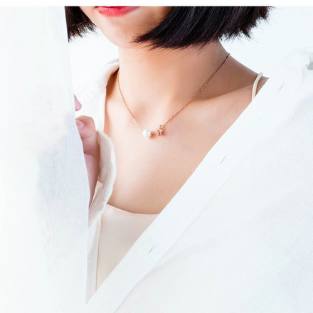 NK599/955 naszyjnik złoty stalowy perełka gwiazdka