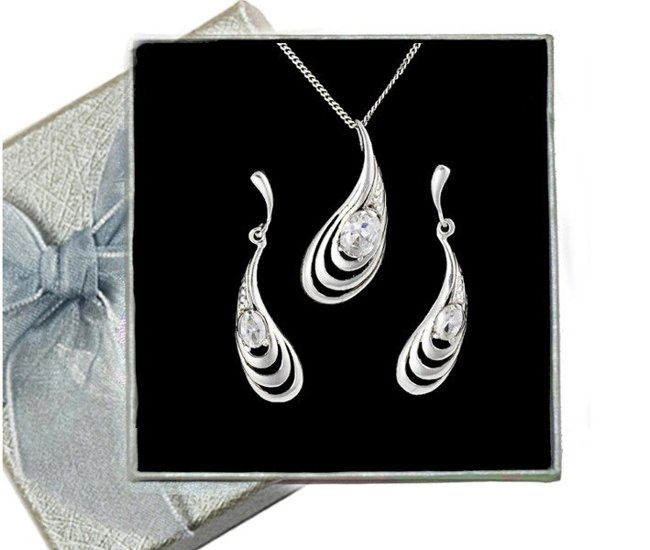 480/230 komplet srebrny z błyszczącymi cyrkoniami