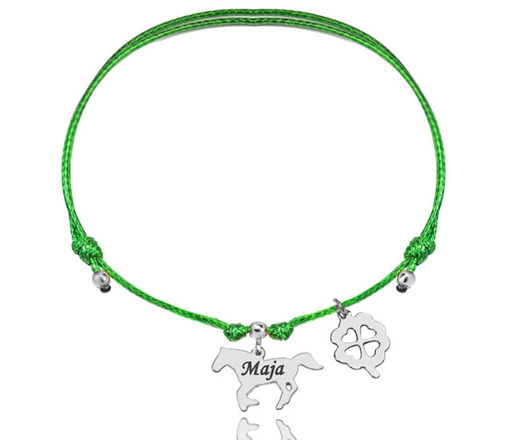 1334 BRANSOLETKA Z GRAWEREM srebrna na sznureczku