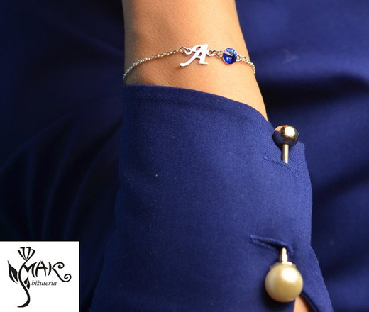 BR858 BRANSOLETKA Z LITERKĄ Swarovski Elements serce