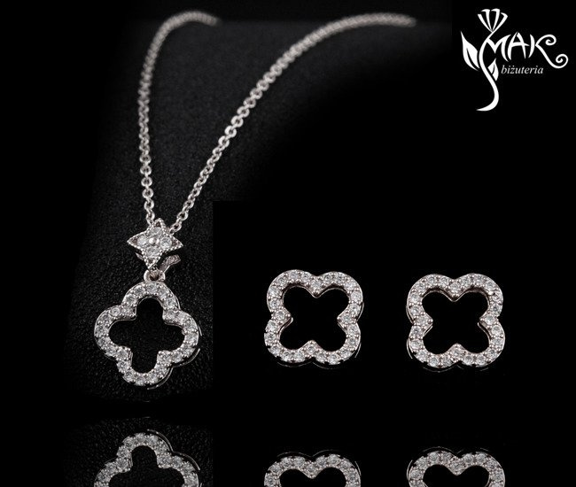 Kpl 655/27 KOMPLET koniczynki z cyrkonią