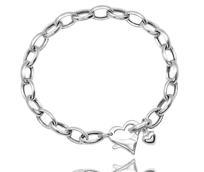 1745/1 bransoletka srebrna 925 na grubym łańcuszku z sercem