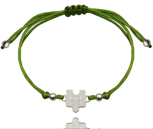 1024 BRANSOLETKA Z GRAWEREM srebrna puzzel na sznurku regulowany