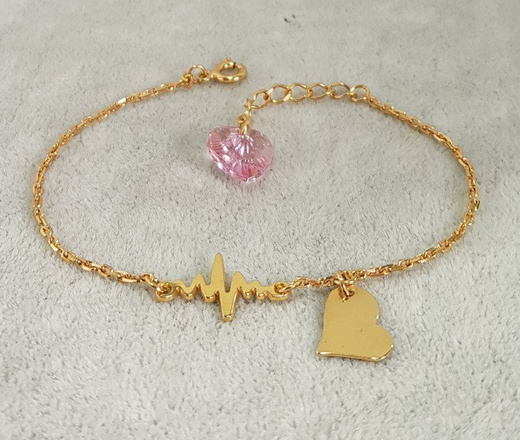 1063 BRANSOLETKA Z GRAWEREM złota łańcuszku linia życia serce Swarovski Elements