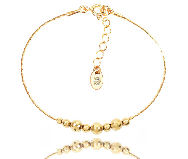 1306/4 bransoletka srebrna 925 pozłacana z kuleczkami