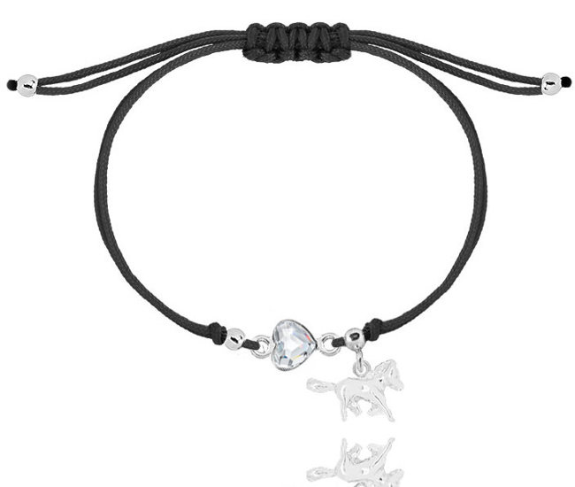 1469 bransoletka srebrna 925 serduszko konik koń