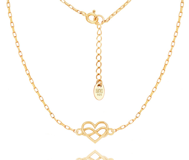 1383/22 naszyjnik srebrny 925 pozłacany infinity i serce