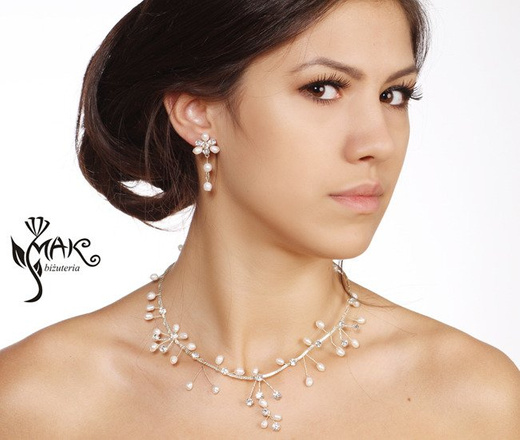 KPL662 KOMPLET BIŻUTERIA ŚLUBNA POSREBRZANA