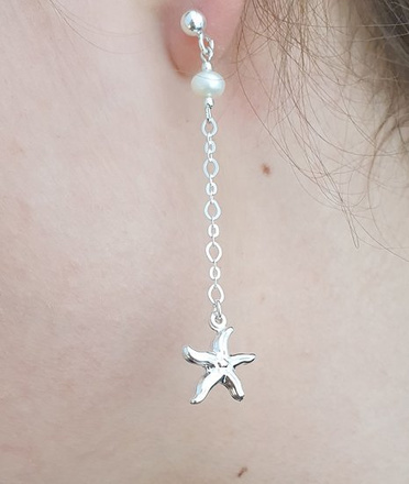 1163 Kolczyki srebrne 925 rozgwiazdy i perełki naturalne