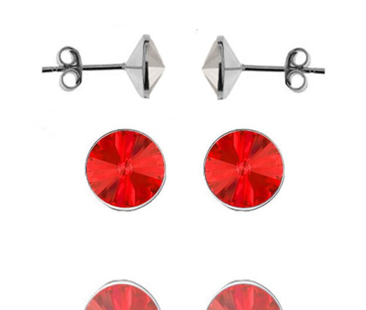 696 Kolczyki Swarovski Elements 6 mm srebro 925 czerwony light siam