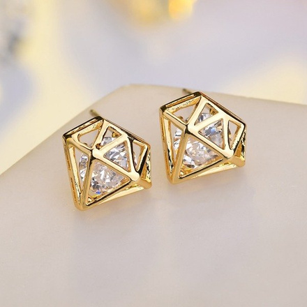 Kol599/907 kolczyki z cyrkoniami diamenty żółte złoto