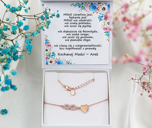 1641/4 bransoletka grawerowana srebro 925 serce znak nieskończoności