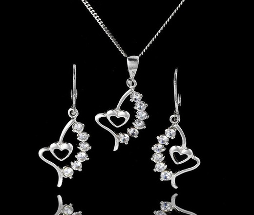 480/223 komplet srebrny serduszka