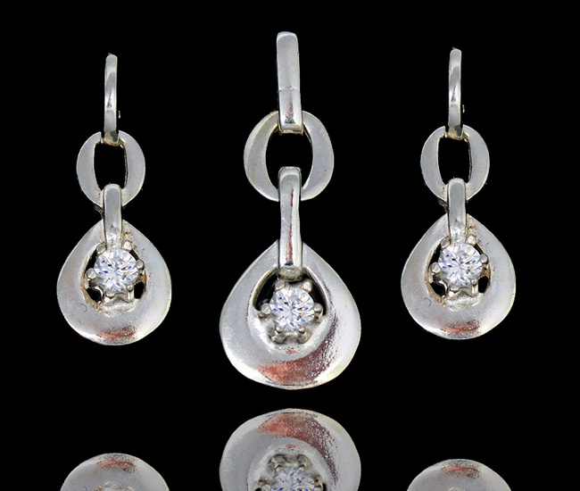 480/420 komplet srebrny 925 kolczyki wisiorek z cyrkoniami