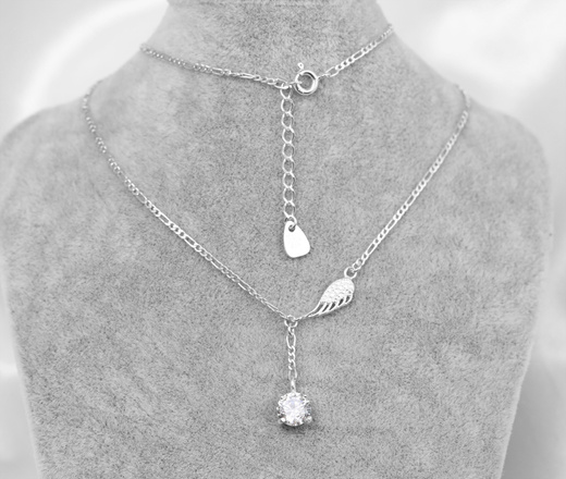 1610 naszyjnik srebrny 925 skrzydło anioła z cyrkonią