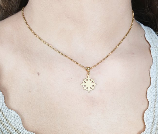 1265 naszyjnik srebro pozłacane 925 róża wiatrów z grawerem