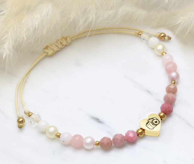 Bransoletka damska pozłacana dla fotografów różowa bransoletka pozłacana 1780