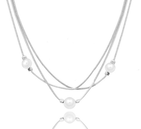 1268 bransoletka srebrna 925 potrójna perełki