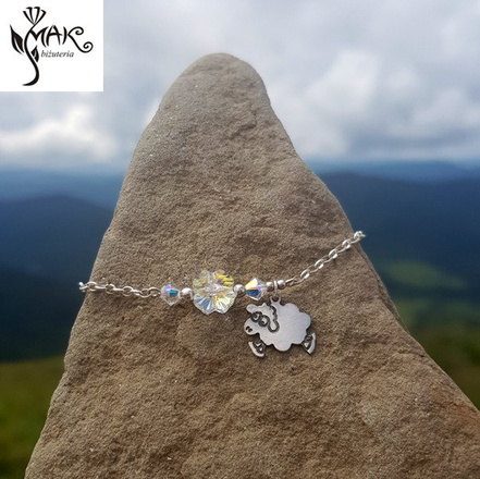 BR946 BRANSOLETKA z grawerem srebro 925, owca, baranek Swarovski Elements