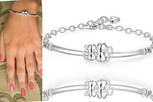 BR694 BRANSOLETKA POSREBRZANA KOTKI