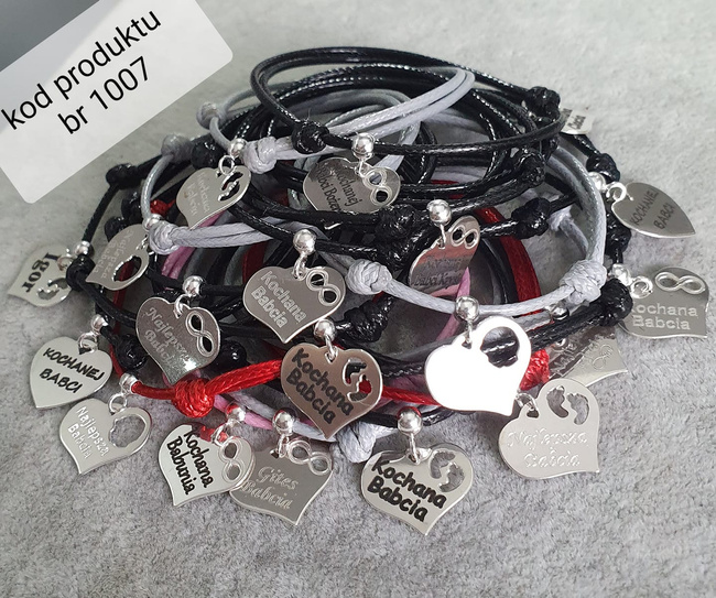 BR1007 BRANSOLETKA Z GRAWEREM, SREBRO 925 serce z ażurowym wzorem