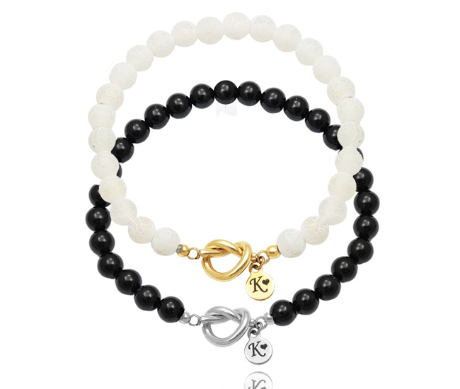  bransoletki dla pary z kamieniami naturalnymi 1750/4 i grawerunkiem 2 szt.