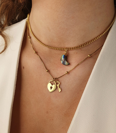 1332 naszyjnik srebrny 925 pozłacany kłódka kluczyk