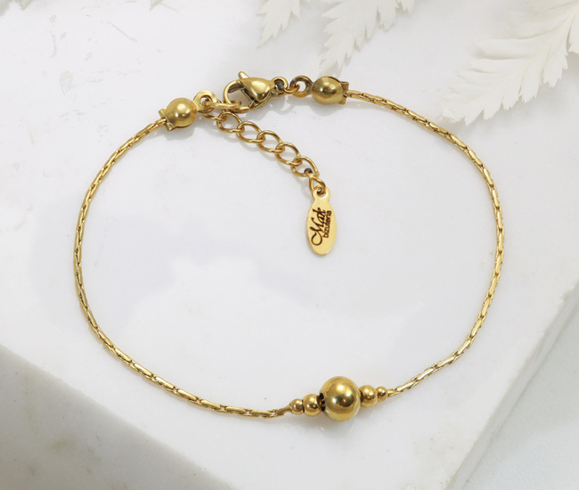 pozłacana bransoletka z kulką minimalizm 1794/20