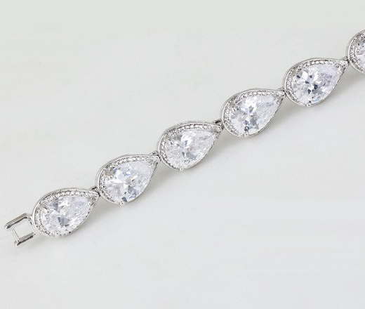 BR599/425 srebrna, CYRKONIE BRANSOLETKA 18 cm