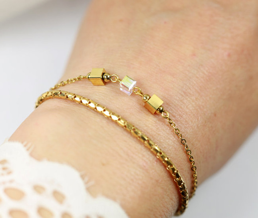 1430 bransoletka srebrna 925 pozłacana gładka