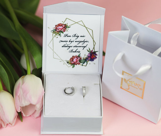 114/12 kolczyki rodowane srebro p925 z cyrkoniami