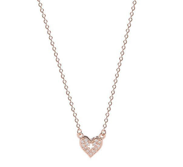 1064/19 Naszyjnik srebrny 925 pozłacany, serce z cyrkoniami