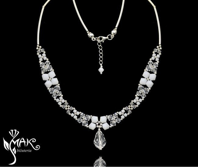 NK513, biżuteria ślubna, NASZYJNIK SWAROVSKI ELEMENTS,