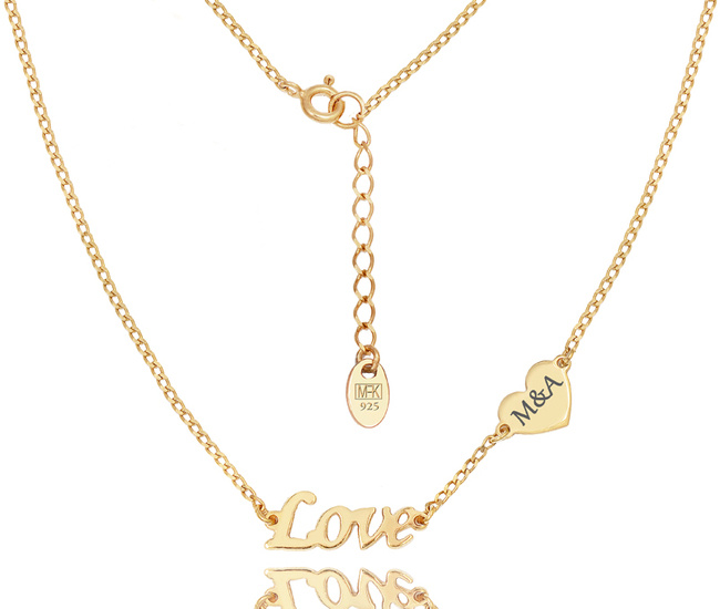 1323 naszyjnik z napisem LOVE i sercem z grawerem srebrny 925