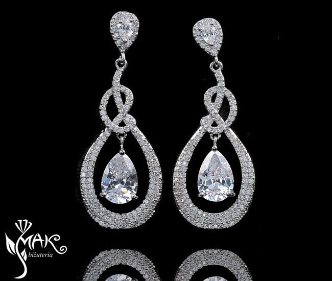 Kol 655/7 KOLCZYKI ślubne, cyrkonie długie