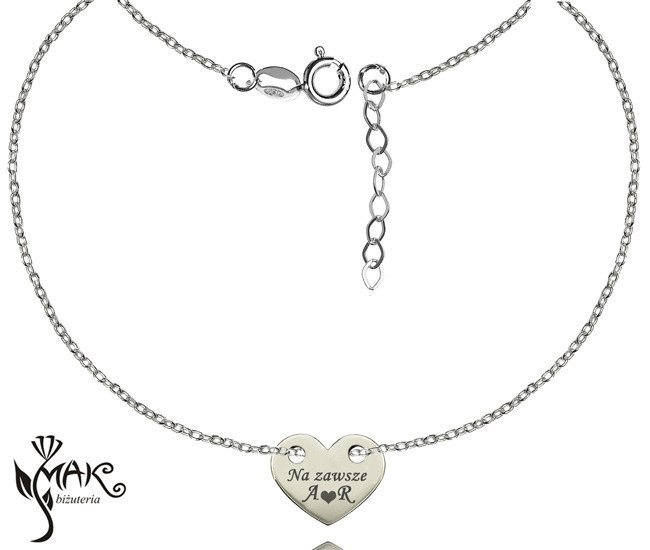 Nk745 naszyjnik grawerowany laser celebrytka serce srebro 925