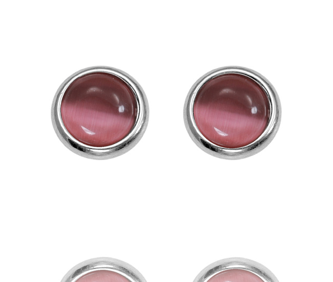 Różowe kolczyki z kamieniem naturalnym ze stali szlachtnej 1778