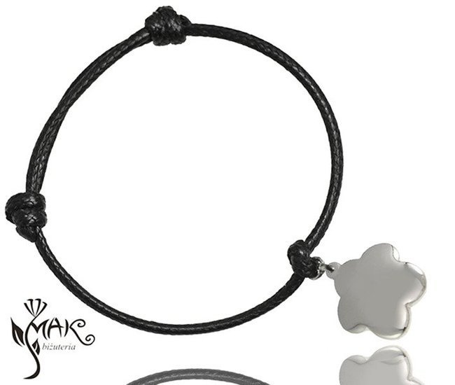 BR640 bransoletka na sznureczku z grawerem kwiatek