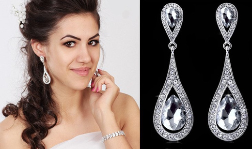 Kol 656/20 KOLCZYKI ślubne, cyrkonie długie Piękne