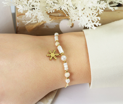 1731/6 bransoletka złocona z perłami i grawerem, upominek świąteczny