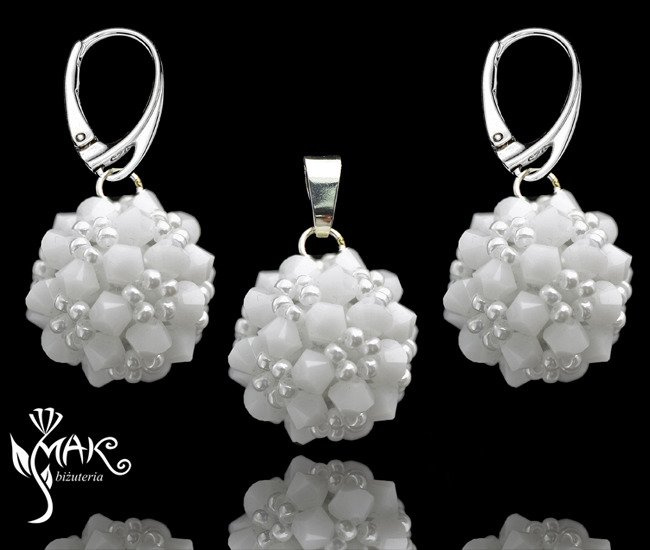 492 biżuteria ślubna, kolczyki + wisiorek, komplet