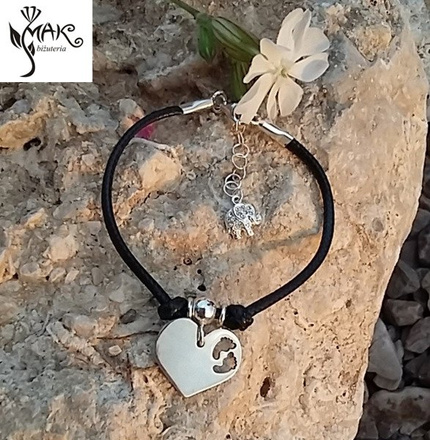 BR931 BRANSOLETKA Z GRAWEREM Swarovski Elements serce stópki dla mamy