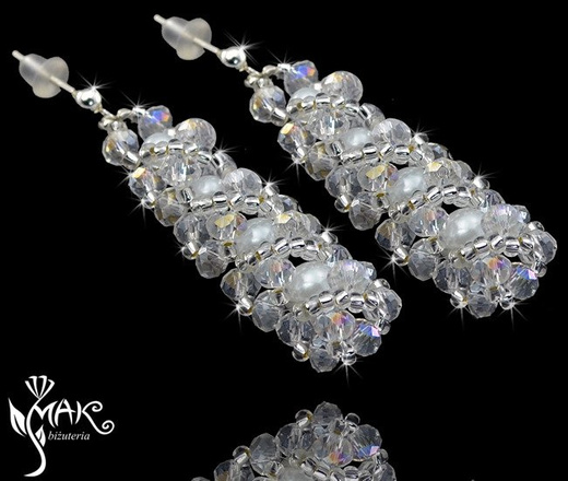 KPL434 KOMPLET PEREŁKI SZKLANE - KRYSZTAŁY - ŚLUB, biżuteria ślubna