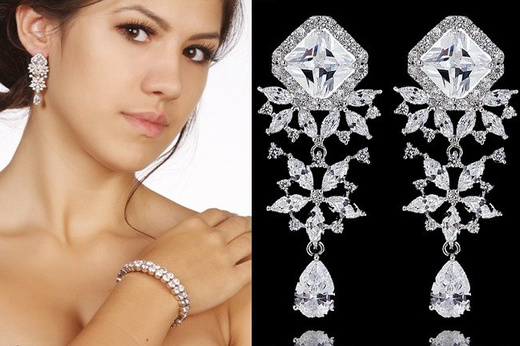 Kol 655/14 KOLCZYKI ślubne, cyrkonie długie