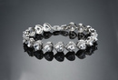 BR599/477 srebrna, CYRKONIE BRANSOLETKA 18 cm serduszka