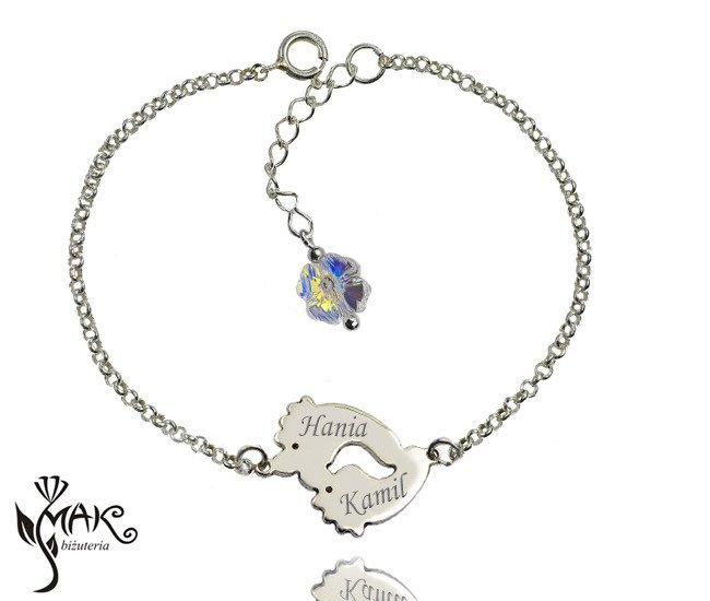 BR796 BRANSOLETKA Z GRAWEREM stópki dla Mamy Swarovski Elements