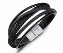 599/1007 męska bransoletka z grawerem skórzana czarna