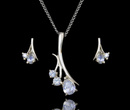 480/277  Komplet srebrny gałązka z cyrkoniami 925 kolczyki wisiorek łańcuszek